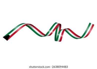 Set of flag ribbon with colors of Kuwait  for independence day celebration decoration