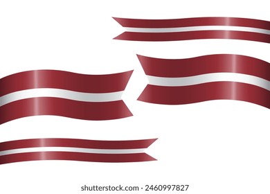 Set of flag ribbon with colors of Latvia for independence day celebration decoration