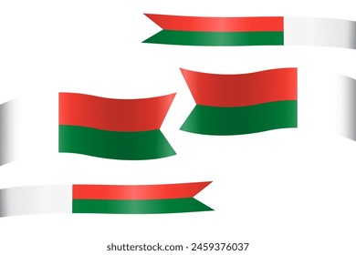 Set of flag ribbon with colors of Madagaskar for independence day celebration decoration