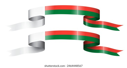 Set of flag ribbon with colors of Madagaskar for independence day celebration decoration