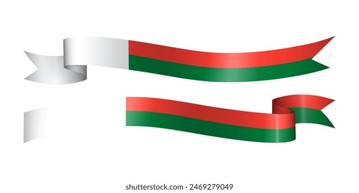 Set of flag ribbon with colors of Madagaskar for independence day celebration decoration