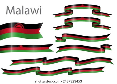 set of flag ribbon with colors of Malawi for independence day celebration decoration