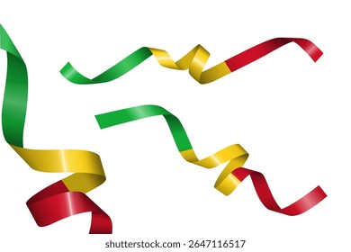 Set of flag ribbon with colors of Mali for independence day celebration decoration
