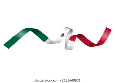 Set of flag ribbon with colors of Mexico for independence day celebration decoration