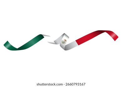 Set of flag ribbon with colors of Mexico for independence day celebration decoration