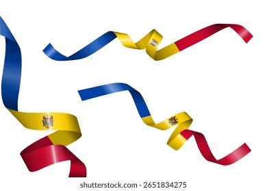 Set of flag ribbon with colors of  Moldova for independence day celebration decoration