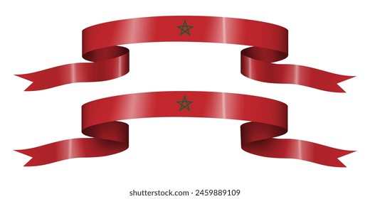 Conjunto de la cinta de la bandera con los colores de Marruecos para la decoración de la celebración del día de la independencia