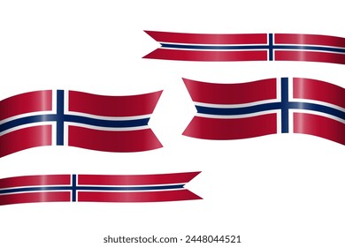 set of flag ribbon with colors of Norway for independence day celebration decoration