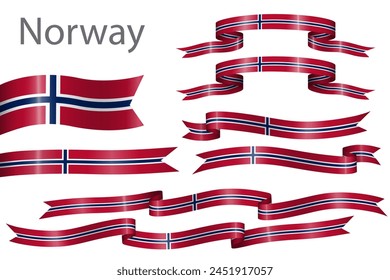 set of flag ribbon with colors of Norway for independence day celebration decoration