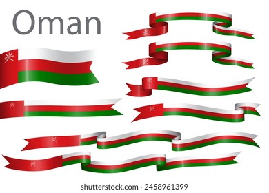 Set of flag ribbon with colors of Oman for independence day celebration decoration