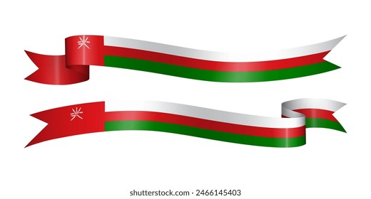 Set of flag ribbon with colors of Oman for independence day celebration decoration