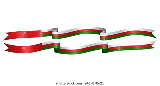 Set of flag ribbon with colors of Oman for independence day celebration decoration