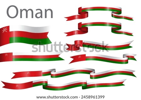 Set of flag ribbon with colors of Oman for independence day celebration decoration