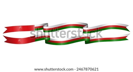 Set of flag ribbon with colors of Oman for independence day celebration decoration