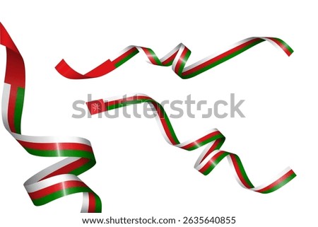 Set of flag ribbon with colors of Oman for independence day celebration decoration