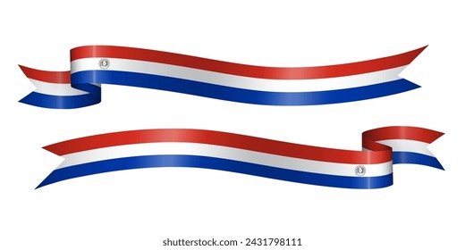 set of flag ribbon with colors of Paraguay for independence day celebration decoration