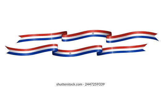 Conjunto de la cinta de la bandera con los colores de Paraguay para la celebración del día de la independencia