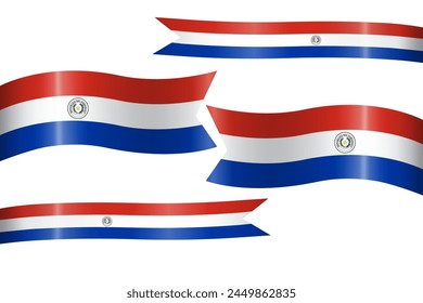 Conjunto de la cinta de la bandera con los colores de Paraguay para la celebración del día de la independencia