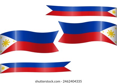 Conjunto de la cinta de la bandera con los colores de Filipinas para la decoración de la celebración del día de la independencia