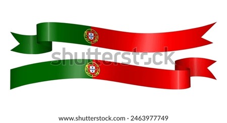 Set of flag ribbon with colors of Portugal for independence day celebration decoration