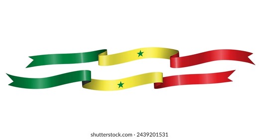 set of flag ribbon with colors of Senegal for independence day celebration decoration