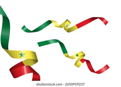 Set of flag ribbon with colors of Senegal for independence day celebration decoration