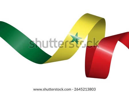 Set of flag ribbon with colors of Senegal for independence day celebration decoration
