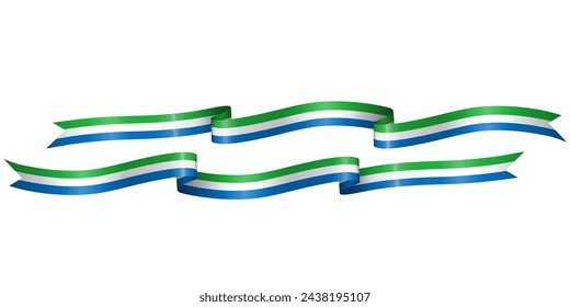 set of flag ribbon with colors of Siera Leone for independence day celebration decoration