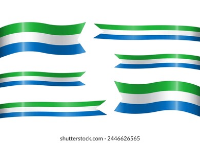 set of flag ribbon with colors of Siera Leone for independence day celebration decoration