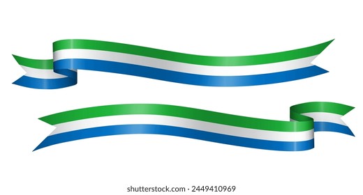 set of flag ribbon with colors of Siera Leone for independence day celebration decoration