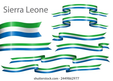 set of flag ribbon with colors of Siera Leone for independence day celebration decoration