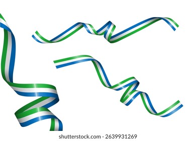 Set of flag ribbon with colors of Sierra Leone for independence day celebration decoration