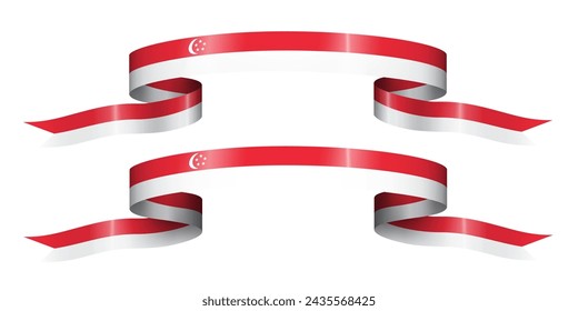 Conjunto de la cinta de la bandera con los colores de Singapur para la decoración de la celebración del día de la independencia