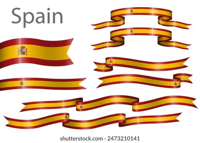 set of flag ribbon with colors of Spain for independence day celebration decoration