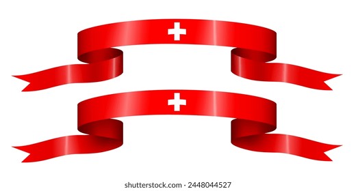 set of flag ribbon with colors of Switzerland for independence day celebration decoration