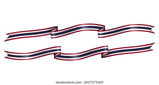 Set of flag ribbon with colors of Thailand for independence day celebration decoration