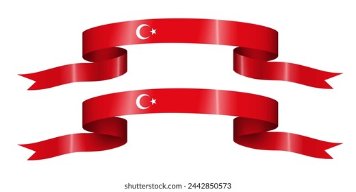 set of flag ribbon with colors of Turkey for independence day celebration decoration