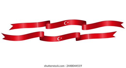 set of flag ribbon with colors of Turkey for independence day celebration decoration