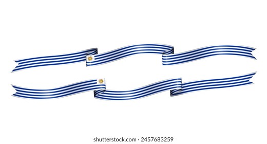 Set of flag ribbon with colors of Uruguay for independence day celebration decoration