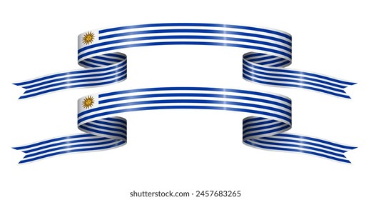 Set of flag ribbon with colors of Uruguay for independence day celebration decoration