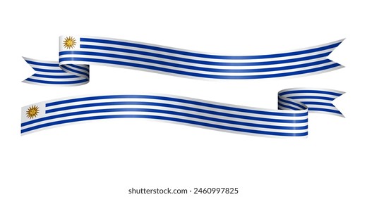 Set of flag ribbon with colors of Uruguay for independence day celebration decoration