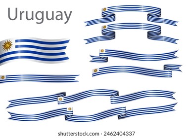 Set of flag ribbon with colors of Uruguay for independence day celebration decoration