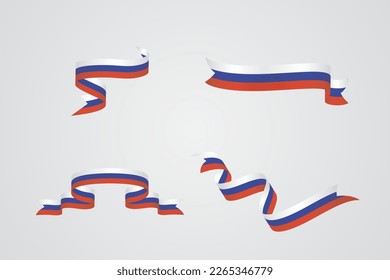 set of flag ribbon with palette colors of Russia for independence day celebration decoration