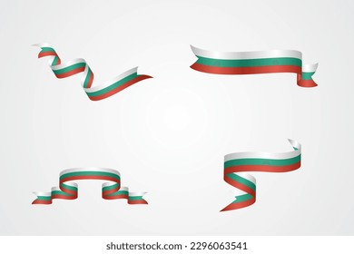 set of flag ribbon with palette colors of bulgaria for independence day celebration decoration