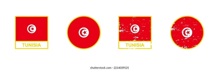 Bandera de Túnez en forma cuadrada y redondeada aislada sobre fondo blanco. ilustración vectorial