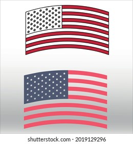 set of flag USA icon line isolated or logo isolated sign symbol vector, outline and stroke style Collection of high-quality color style vector illustration,