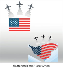 set of flag USA icon line isolated or logo isolated sign symbol vector, outline and stroke style Collection of high-quality color style vector illustration,