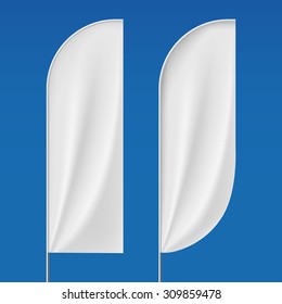 Set flagpoles isolation on a blue background. Stock vector image.