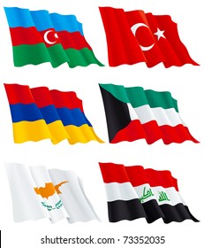 Set of flags 9. Armenian, Kuwaiti, Turkish, Cypriot, Azerbaijan, Iraqi flags. There are no meshes in this images.