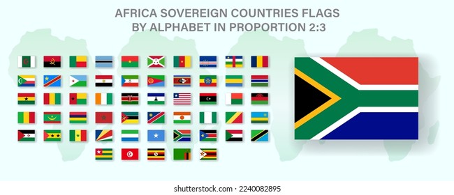Banderas de países africanos en proporción 2:3 con sombra
